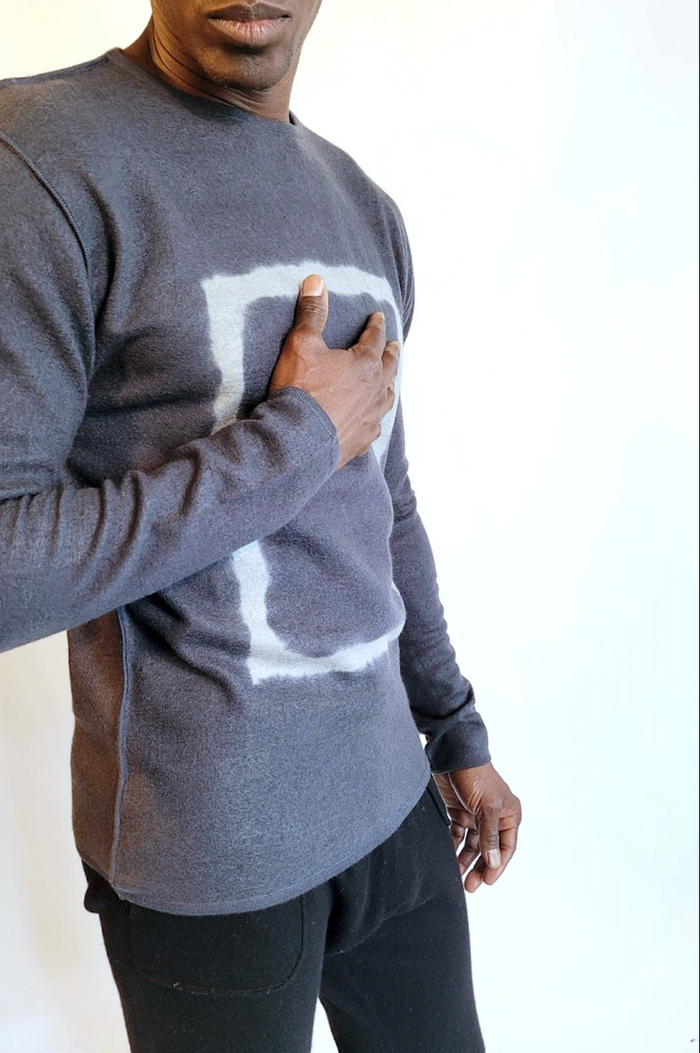 Denis Colomb Men's Crewneck Feutre Tie Dye Moonless Night+elephant Skin