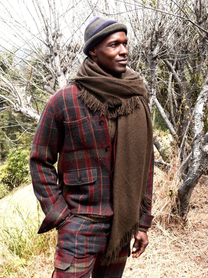 Denis Colomb Men's Gaucho Jacket Dark Khaki Brown+Tibetan Red Monk+Charcoal