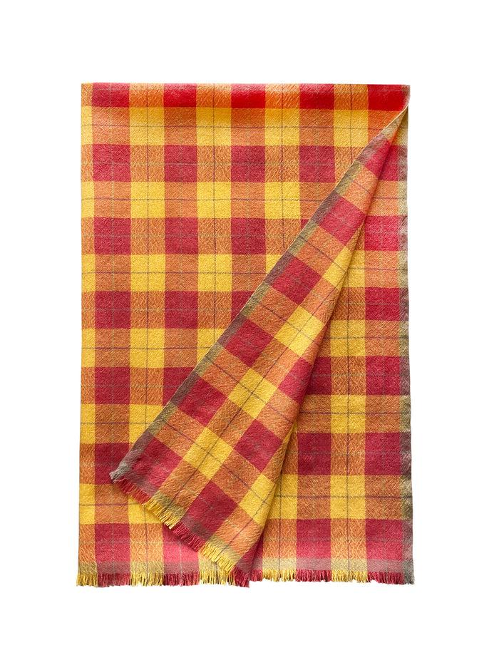 denis colomb Mera Large Plaid Stole Pompei Red+Honey+Charcoal+Burnt Tea Leaves