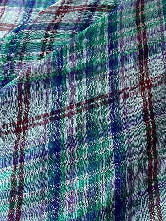 Denis Colomb Miao Plaid Shawl Tourmaline+Indigo Green+Emeraude+Deep Purple+Tibetan Red Monk+Blue Cobalt