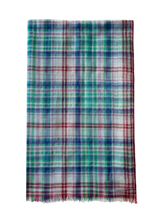 denis colomb Miao Plaid Shawl Tourmaline+Indigo Green+Emeraude+Deep Purple+Tibetan Red Monk+Blue Cobalt