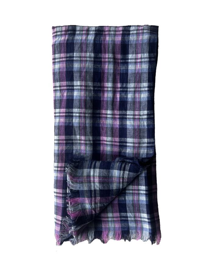 denis colomb Monsoon Plaid Stole MID BLUE+PEARL B+ULTRAMARINE+DK JADE+SH PINK