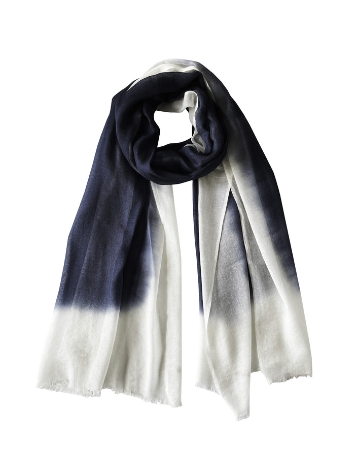 Denis Colomb Mustang Peacock Stole White + Midnight Blue