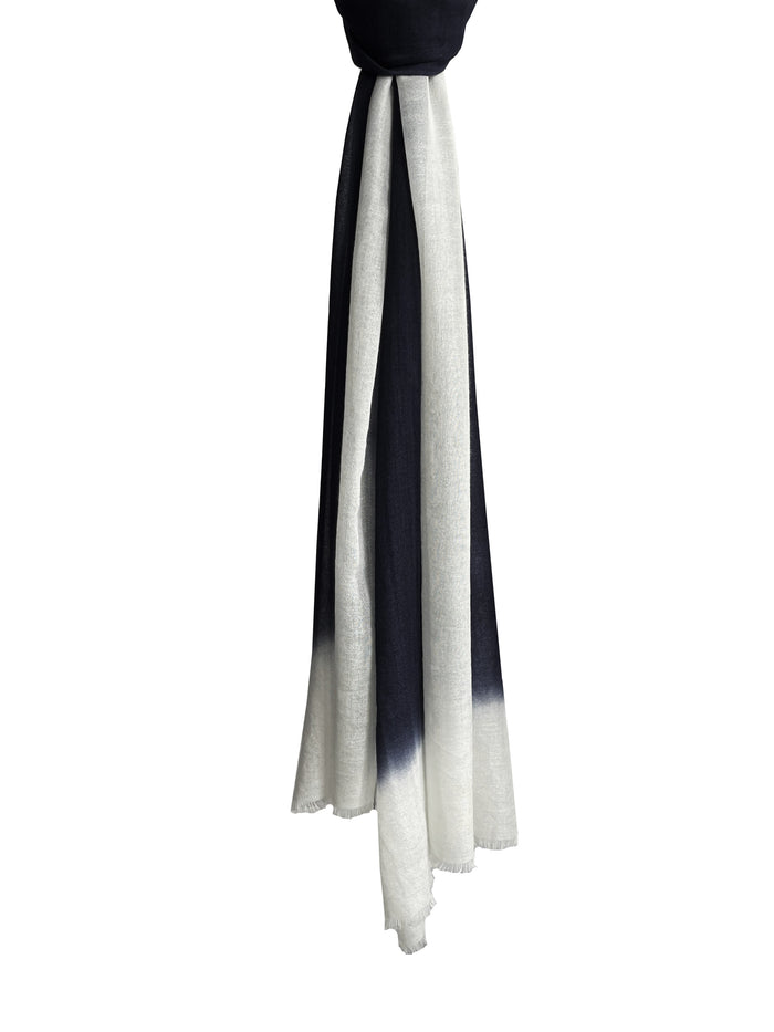 Denis Colomb Mustang Peacock Stole White + Midnight Blue