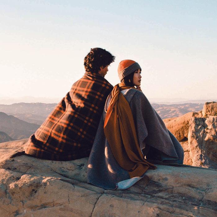 denis colomb Nara Blanket Dark Khaki Brown + Tibetan Orange