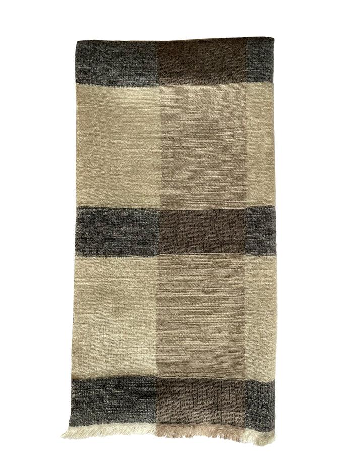 denis colomb Natural Check Toosh Stole White + Light Grey + Coffee + Charcoal