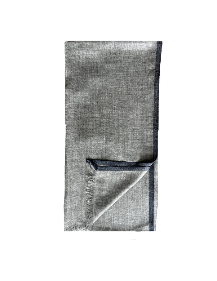 denis colomb Natural Stripe Feather Toosh Shawl LT  GREY MELANGE + MIDNIGHT BLUE