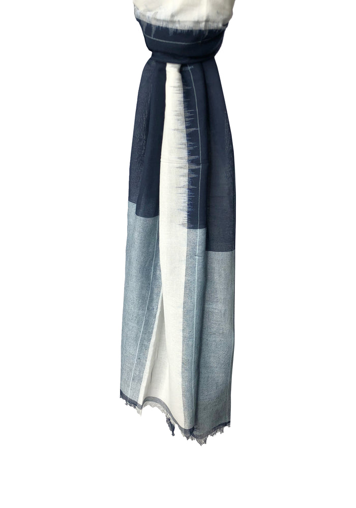 Denis Colomb Oasis Ikat Stole Cash Blue+Cobalt Blue+White+Black