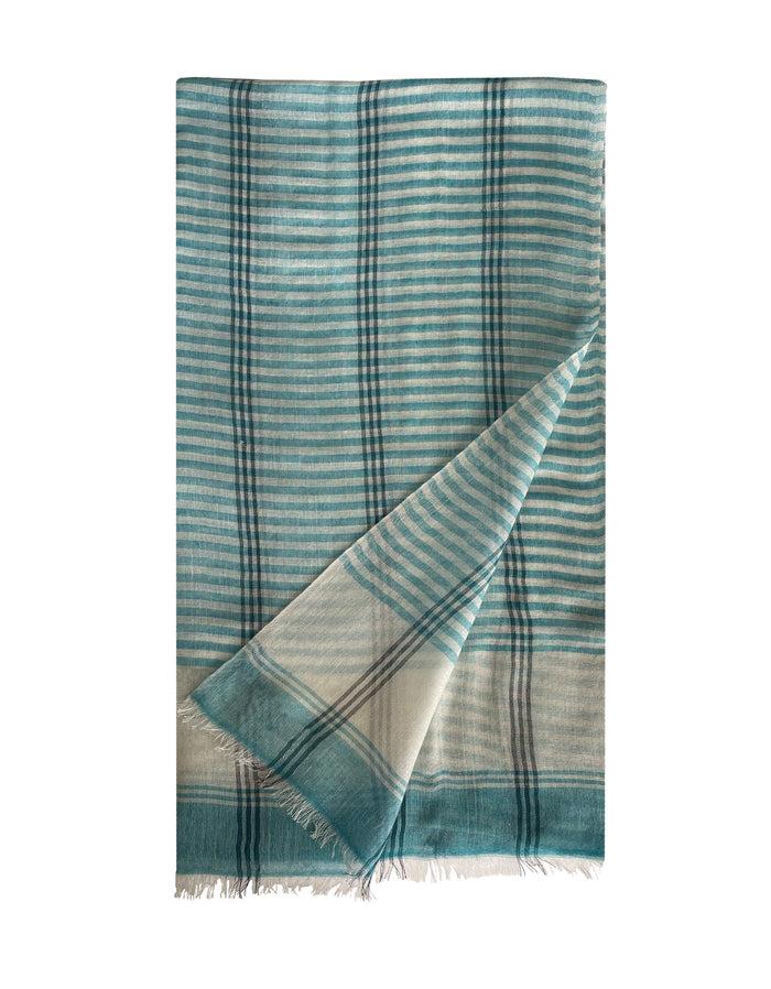 Denis Colomb Patmos Shawl White + Lagua Azul + Midnight Blue