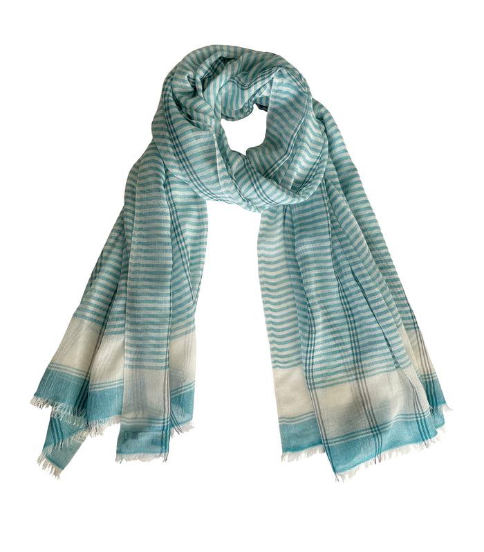 Denis Colomb Patmos Shawl White + Lagua Azul + Midnight Blue