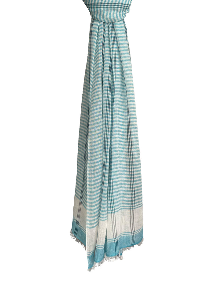 Denis Colomb Patmos Shawl White + Lagua Azul + Midnight Blue