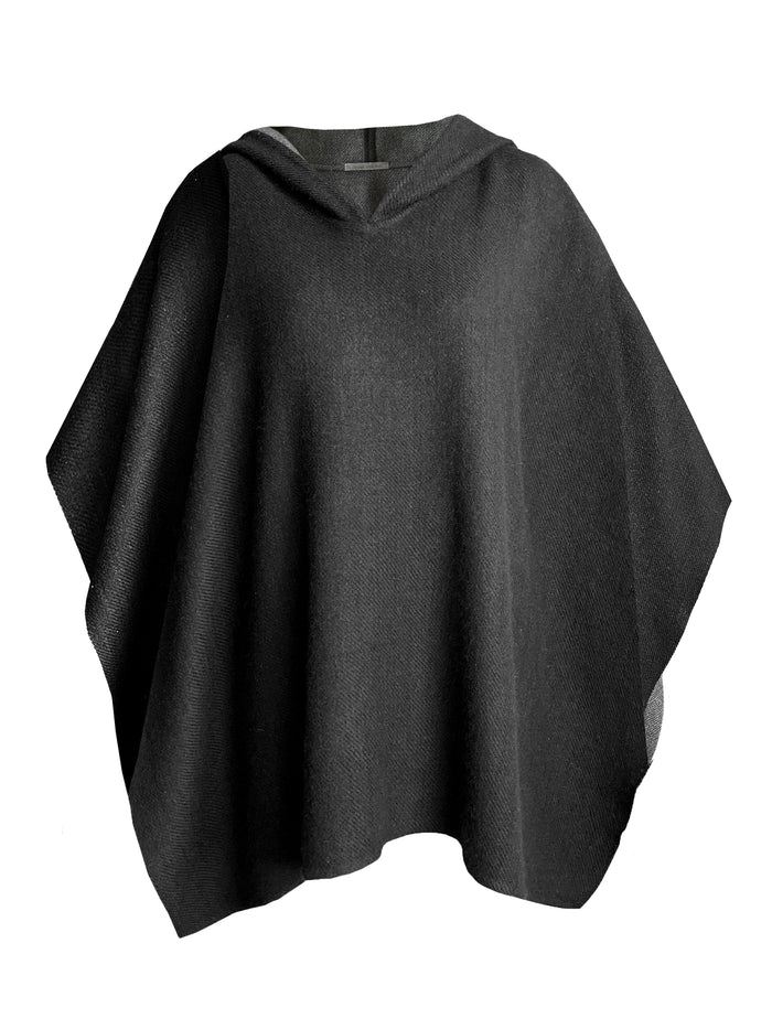 Denis Colomb Reversible Hooded Poncho Charcoal + Black