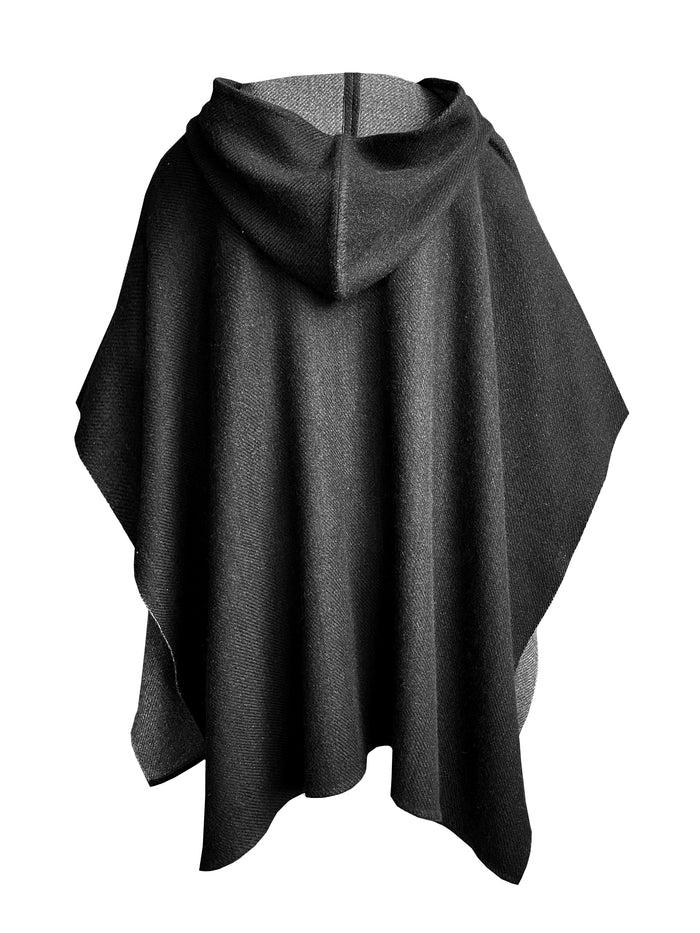 Denis Colomb Reversible Hooded Poncho Charcoal + Black
