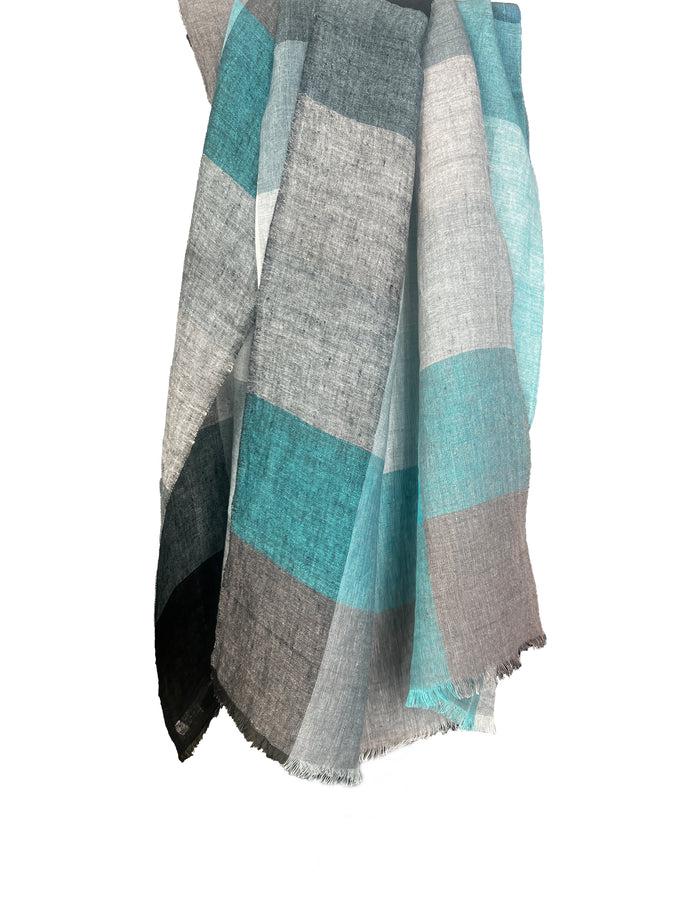 denis colomb Sahara Checks Shawl PEACOCK BLUE+BLUE MIST+CHARCOAL+LIGHT GREY denis colomb Sahara Checks Shawl PEACOCK BLUE+BLUE MIST+CHARCOAL+LIGHT GREY