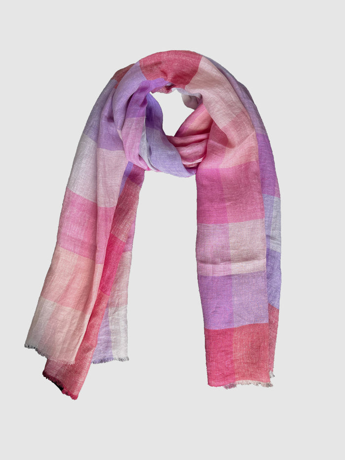 Denis Colomb Sahara Checks Shawl Violet+Lavender+LT Violet+Peach