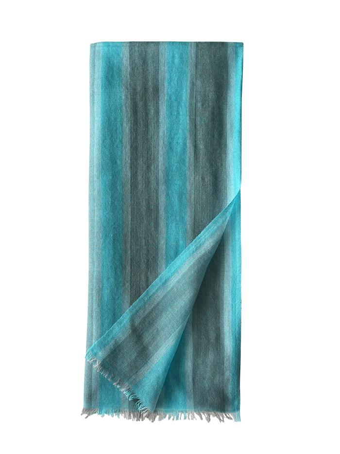 denis colomb Sayan stripes shawl Light Grey+Charcoal+Turquoise