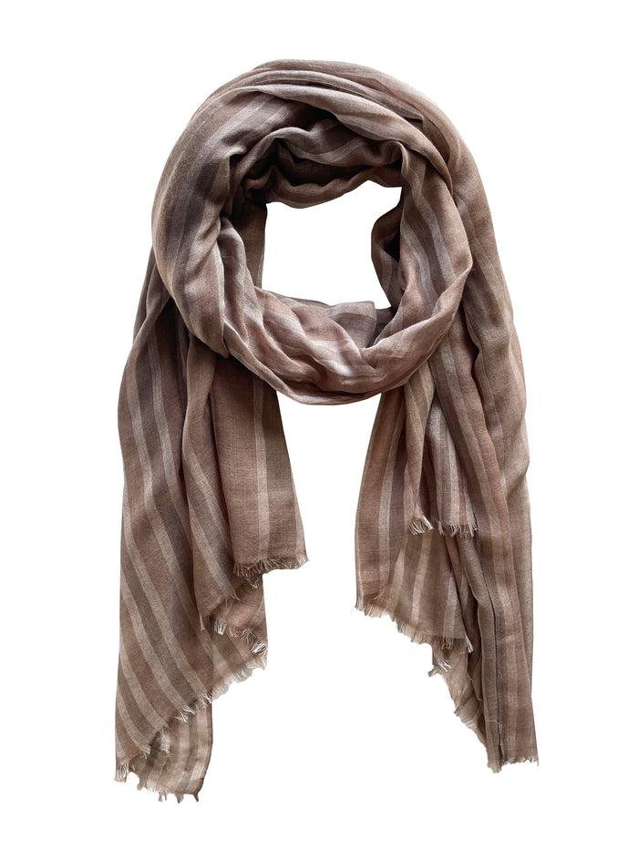 Denis Colomb Sayan Stripes Shawl Moonbeam+Coconut Shell+Ashes