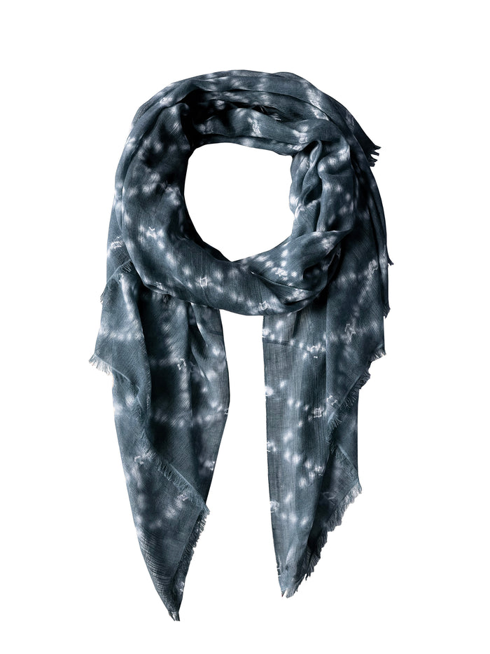 denis colomb Shibori Tie Dye Shawl White + Dark Slate