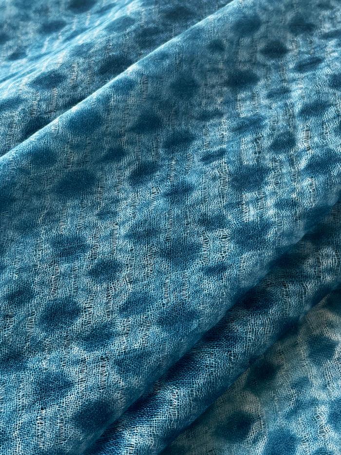 Denis Colomb Shibori Toosh Tie Dye Stole White + Brazilian Blue