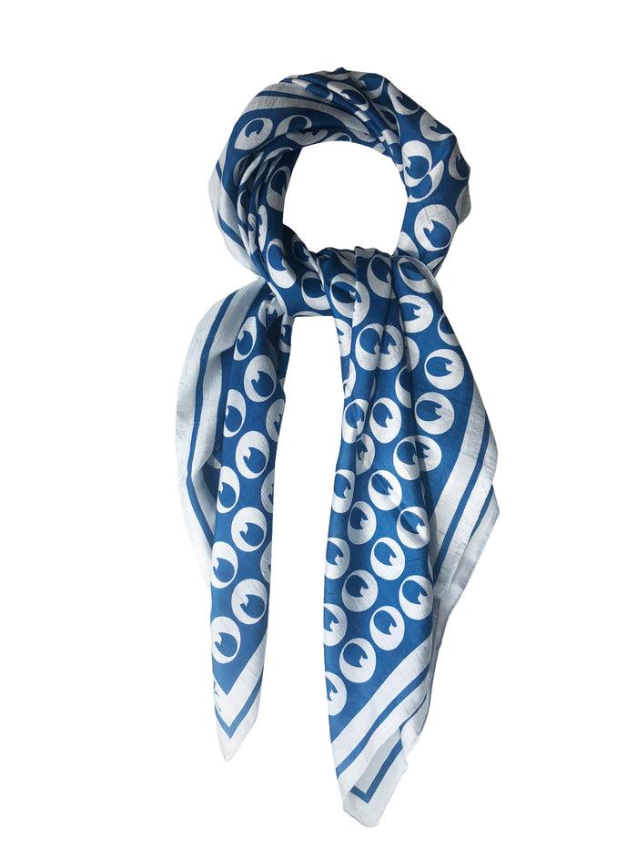 Denis Colomb Silk Colomb Logo Bandana Light Indigo+Dark Indigo