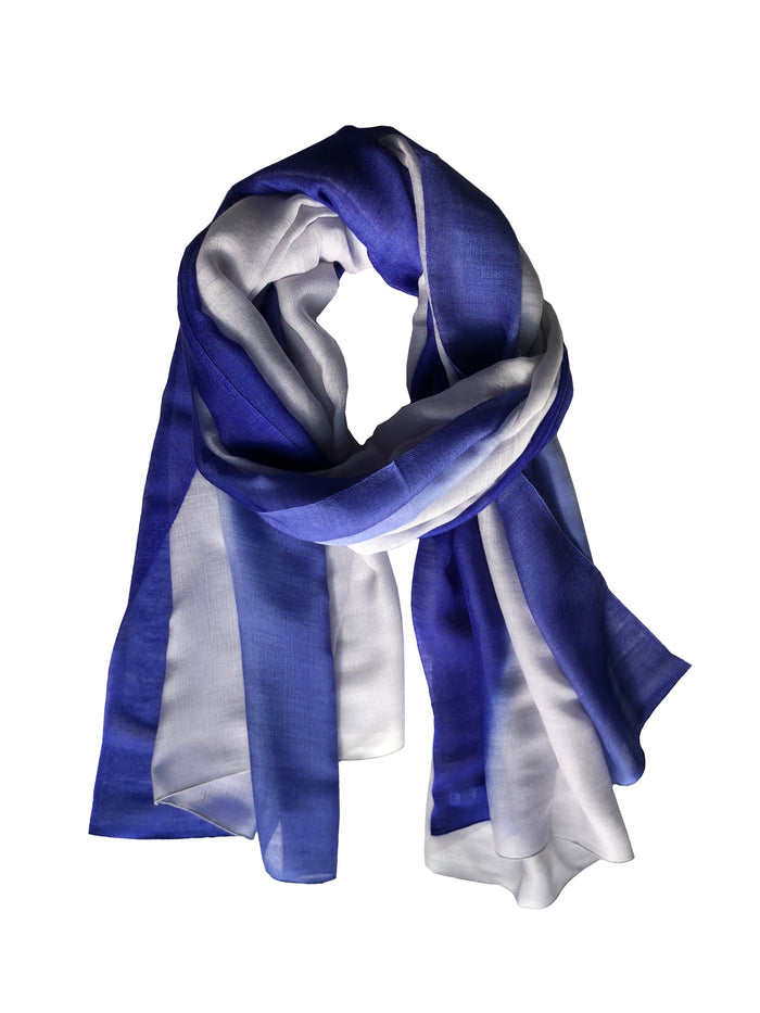 Denis Colomb Silky Cloud Dip Dye Shawl Taureg Blue+Pastel Lilac+Blue Cobalt