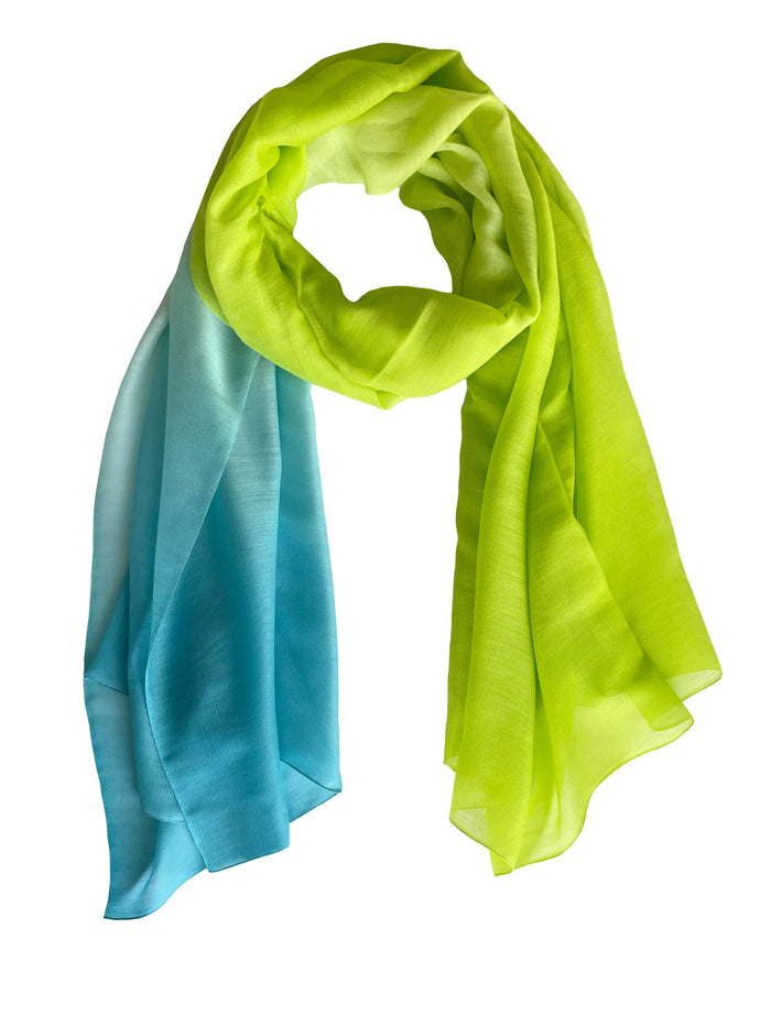 Denis Colomb Silky Cloud Ombre Shawl Lime + Deep Turquoise