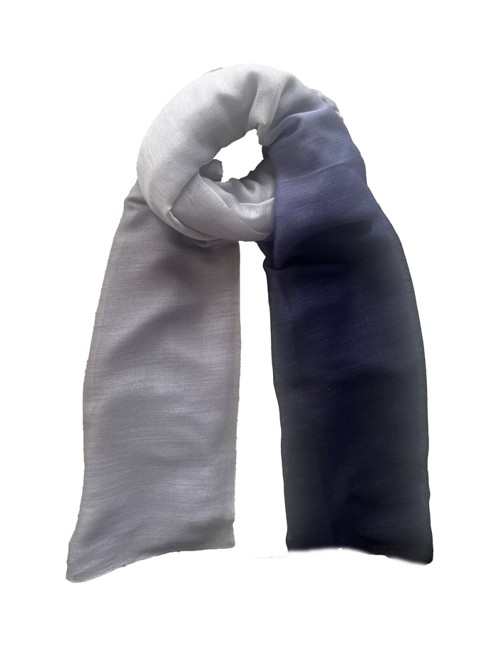 Denis Colomb Silky Cloud Ombre Shawl Pearl Grey + Midnight Blue