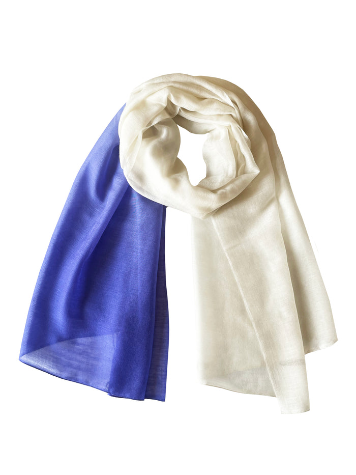 Denis Colomb Silky Cloud Ombre Shawl White+Blue Cobalt