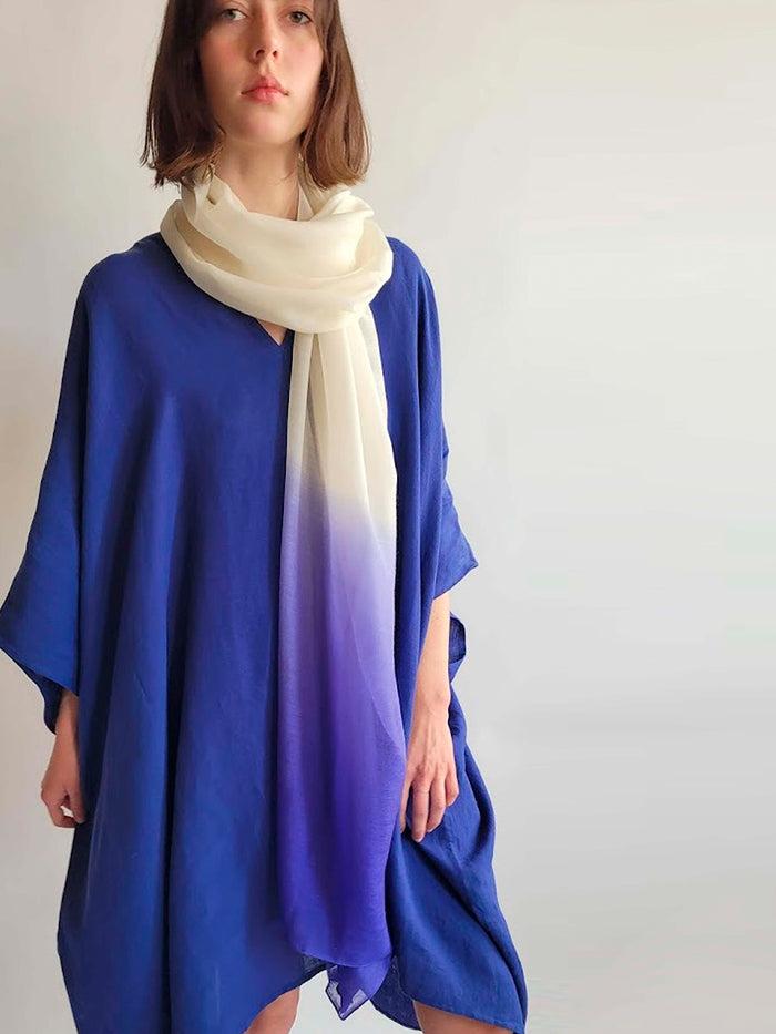 denis colomb Silky Cloud Ombre Shawl White+Blue Cobalt