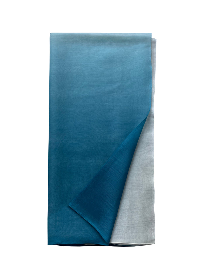 Denis Colomb Silky Cloud Ombre Shawl White+Indigo Green