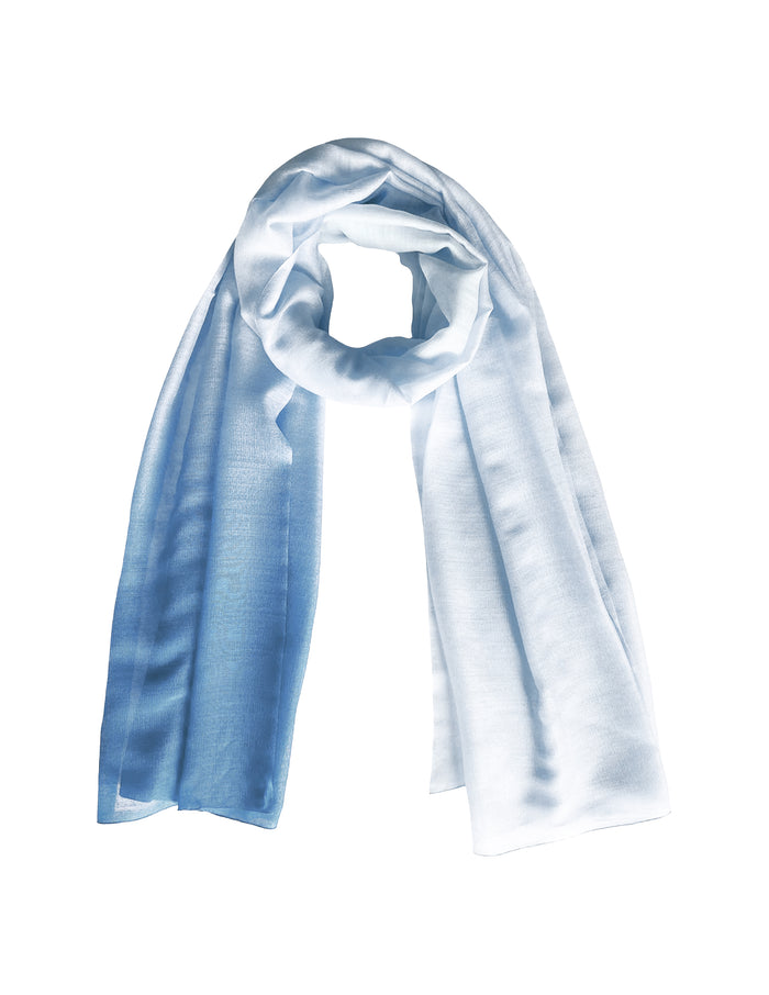 Denis Colomb Silky Ombre Shawl Pearl White + Blue Jade