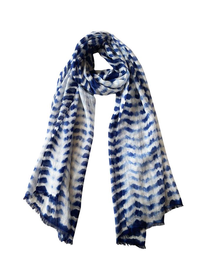 Denis Colomb Song Tie Dye Shawl White+Pearl Grey+Blue Cobalt