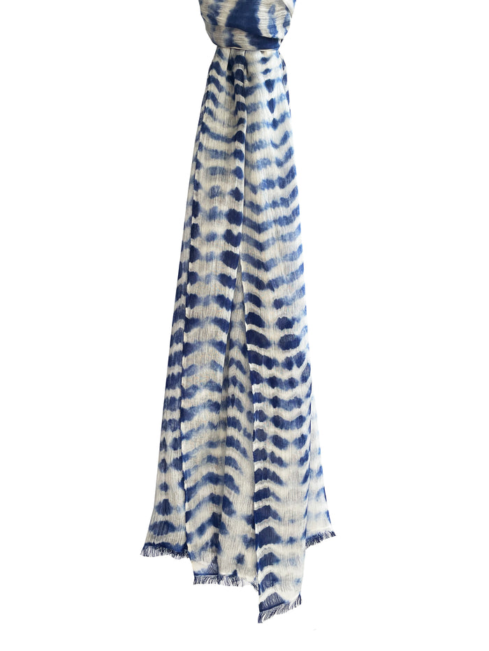 Denis Colomb Song Tie Dye Shawl White+Pearl Grey+Blue Cobalt
