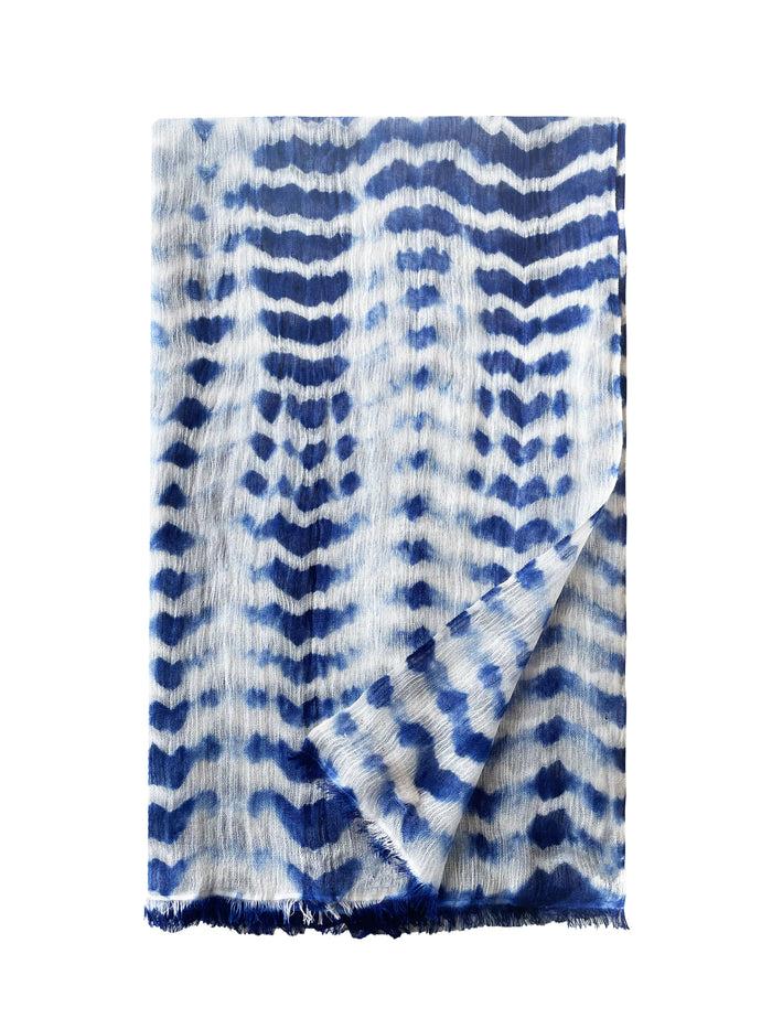 denis colomb Song Tie Dye Shawl White+Pearl Grey+Blue Cobalt