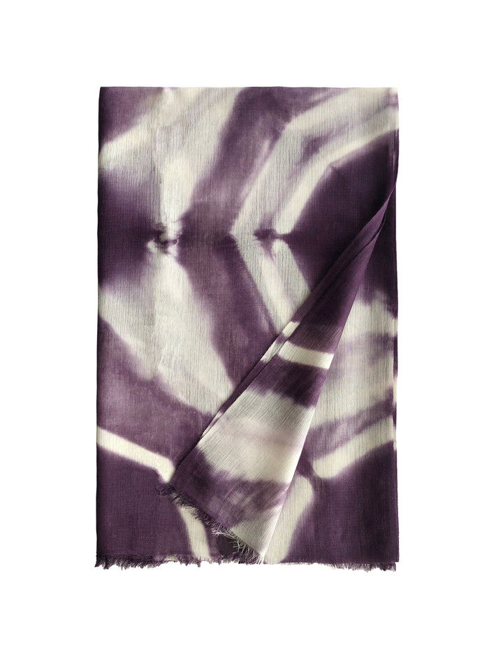 denis colomb Song Tie Dye Shawl White+Purple Plumeria