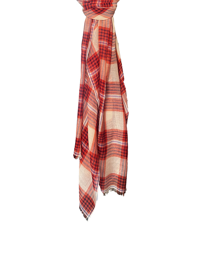 Denis Colomb Starship Plaid Shawl Peche Vel + Arg Rou + CarPu + Vigne