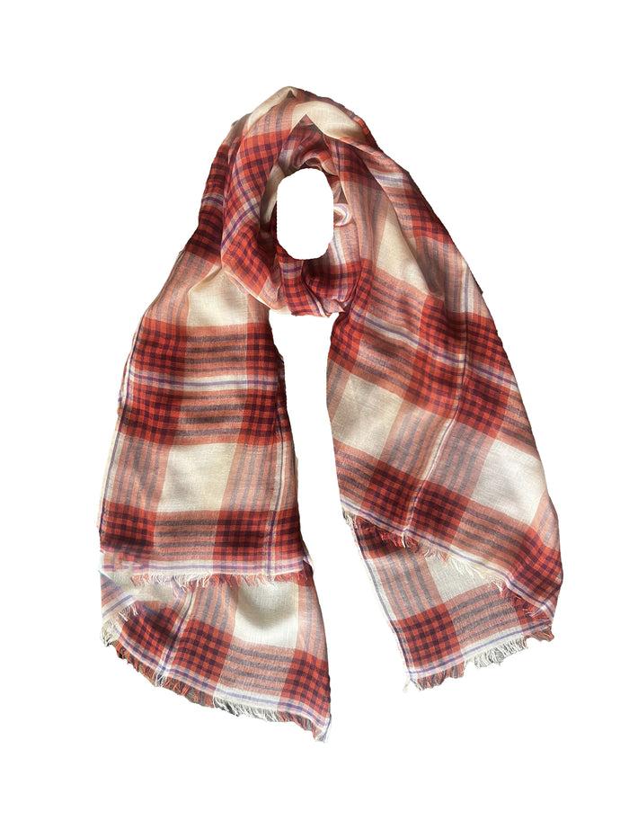Denis Colomb Starship Plaid Shawl Peche Vel + Arg Rou + CarPu + Vigne