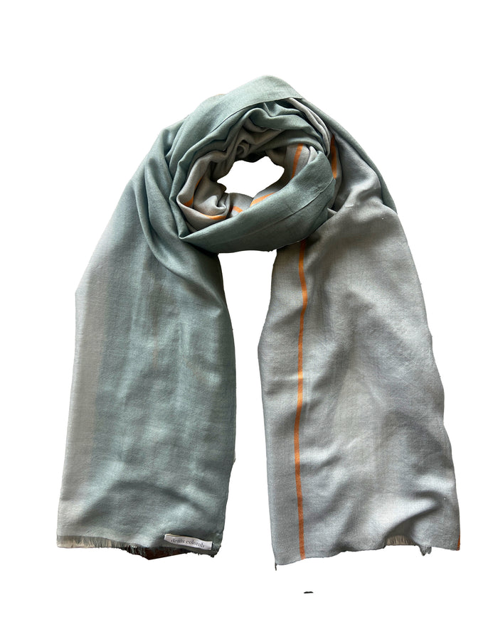 Denis Colomb Stripe Dip Dye Shawl Pearl Blue + Amber + Pale Sapphire