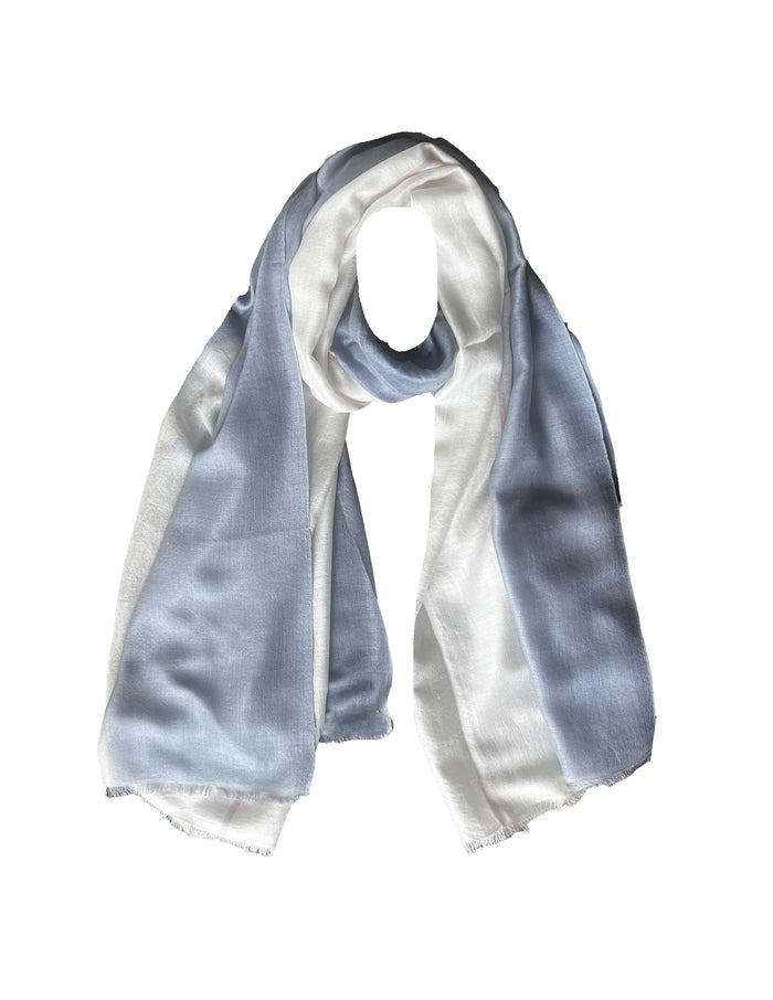 Denis Colomb Stripe Dip Dye Shawl White+Pale Sapphire +Pink