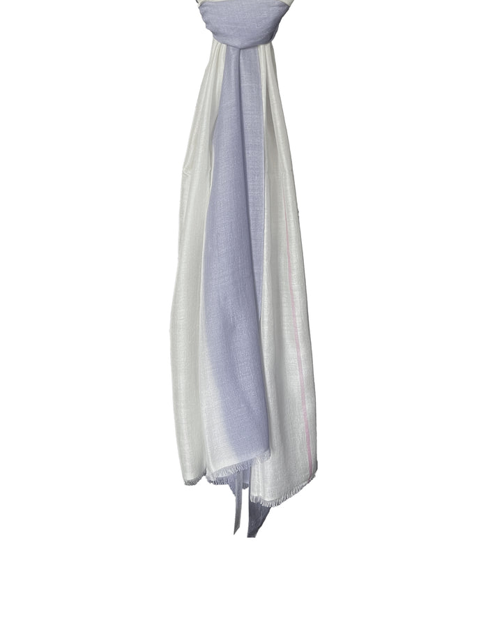 Denis Colomb Stripe Dip Dye Shawl White+Pale Sapphire +Pink