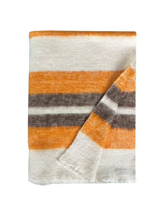 denis colomb Summer Dolpo Stripe Stole Brown + White + Orange