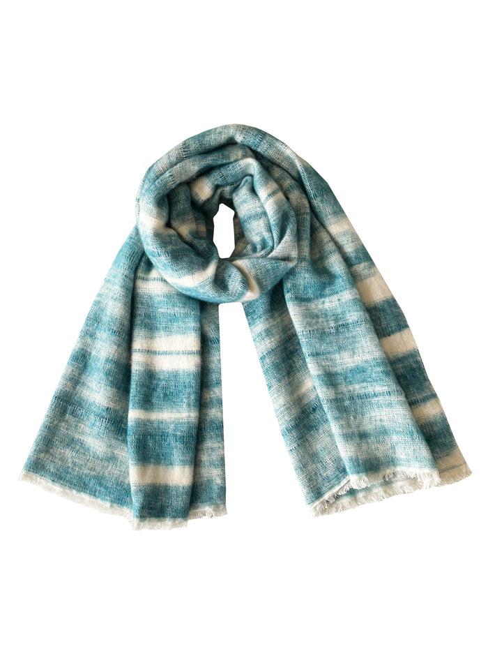 Denis Colomb Summer Dolpo Tie Dye Shawl White+Blue Ocean
