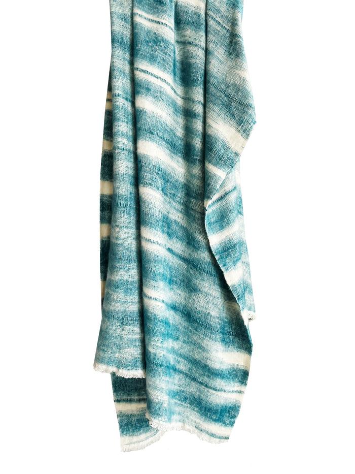 Denis Colomb Summer Dolpo Tie Dye Shawl White+Blue Ocean