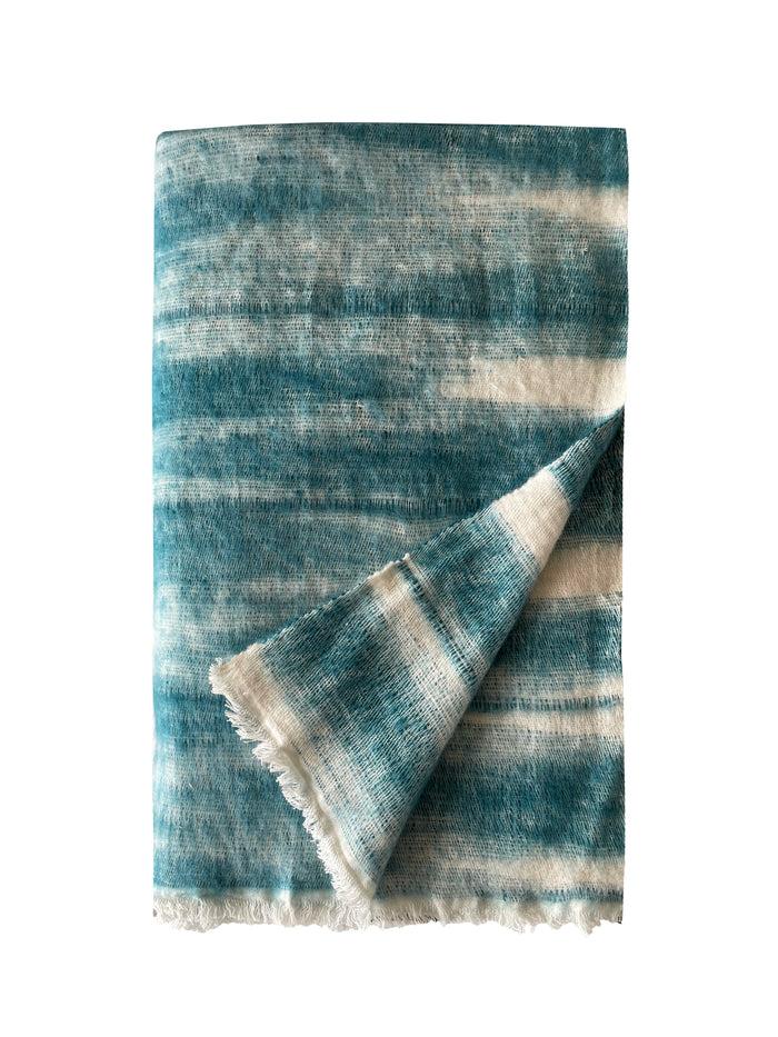 denis colomb Summer Dolpo Tie Dye Shawl White+Blue Ocean