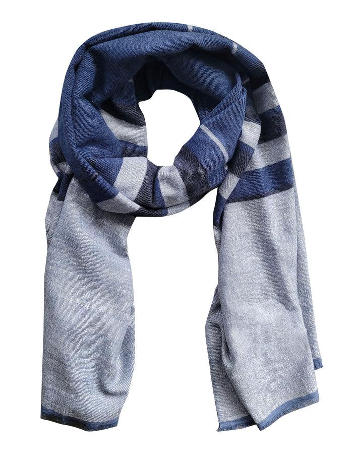 Denis Colomb Summer Dolpo Tuareg Stole Indigo + White +Black