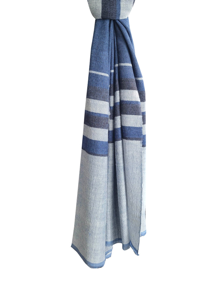 Denis Colomb Summer Dolpo Tuareg Stole Indigo + White +Black