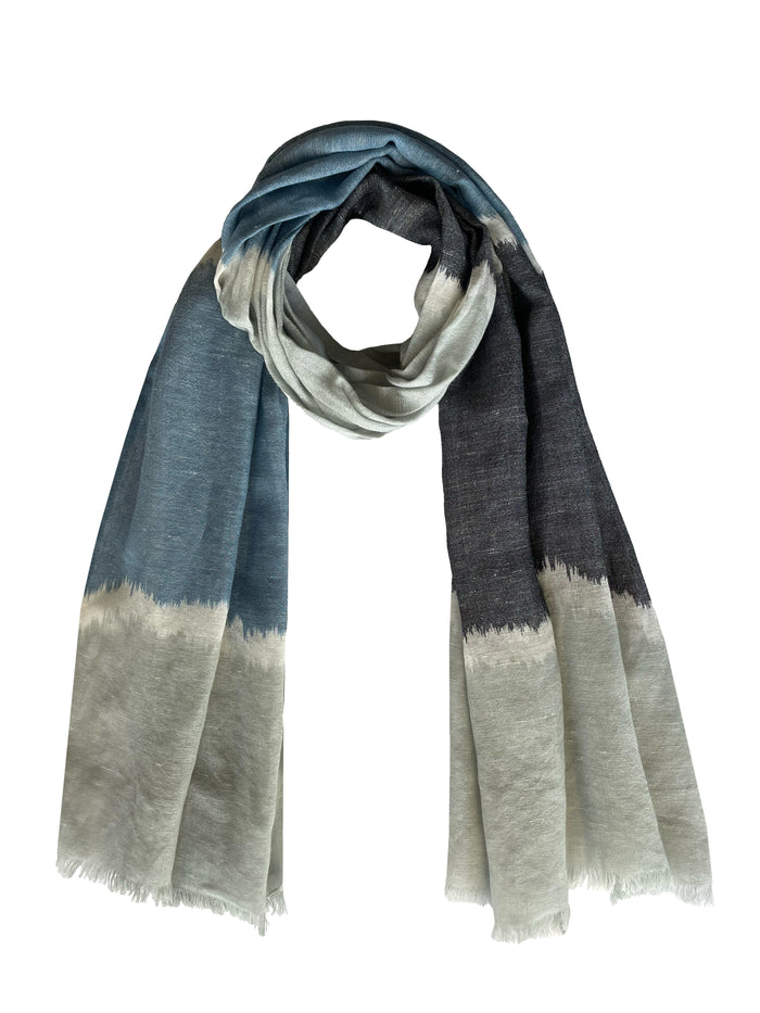Denis Colomb Summer Ikat Stole Pale Jade + Black + White + Blue Jade