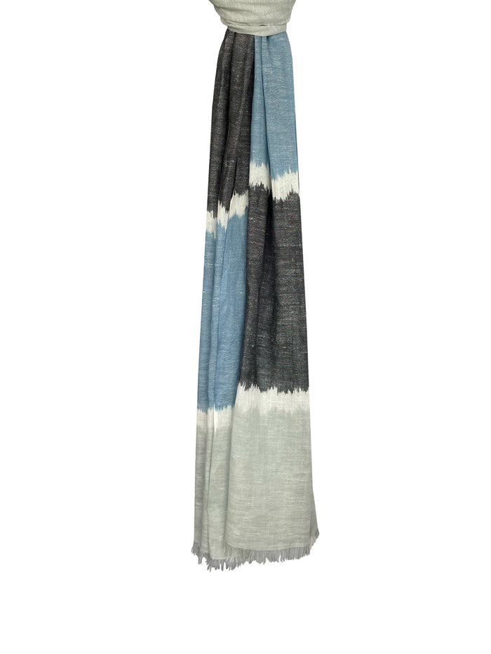 Denis Colomb Summer Ikat Stole Pale Jade + Black + White + Blue Jade