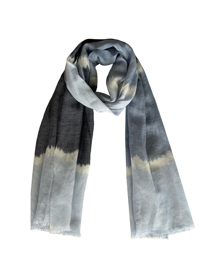 Denis Colomb Summer Ikat Stole Pearl Blue + White + Midnight Blue + Pale Sapphire
