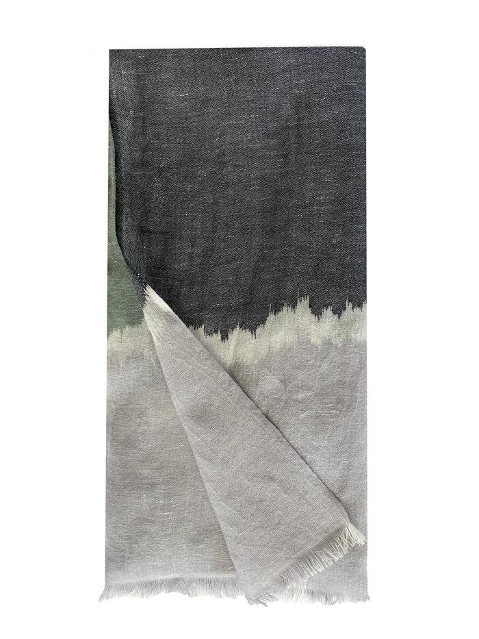 denis colomb Summer Ikat Stole Pearl Grey + Black + White + Dark Jade